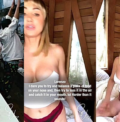 onlyfans model Sara Underwood makes teasing video on the bed and shows huge tits