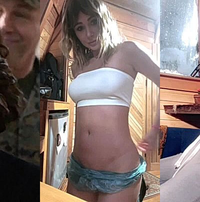 Sara Underwood is holding a cup with her amazing boobs