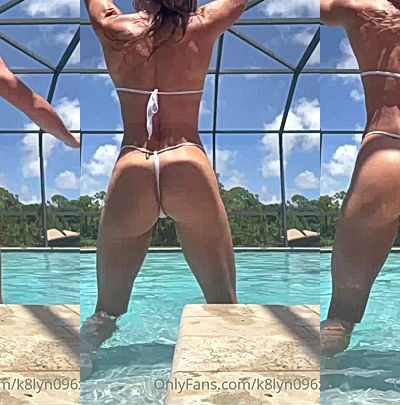 sexy model K8lyn096 shakes her ass by the poolside