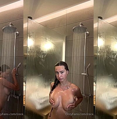 leaked onlyfans model, CeCe Rose plays with her big boobs in the shower