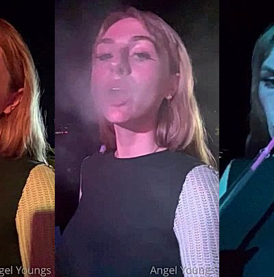 model angel youngs smoking in public