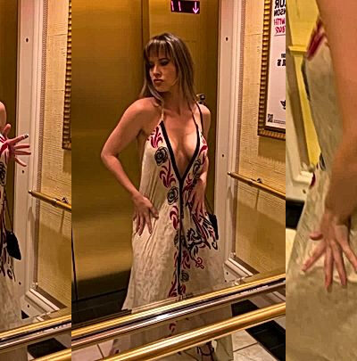 Amanda Cerny shows off her dance moves in the elevator