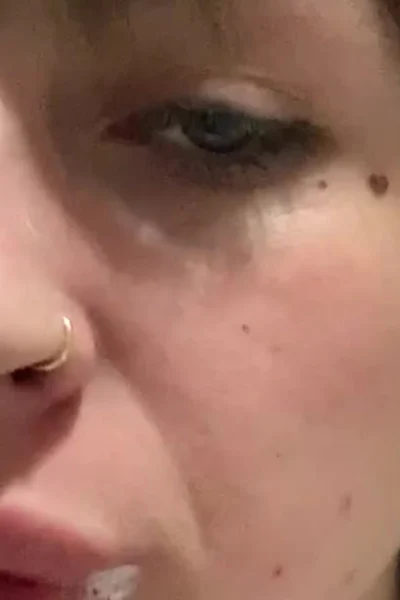 Angel Youngs brushes her teeth, getting ready to swallow his cum